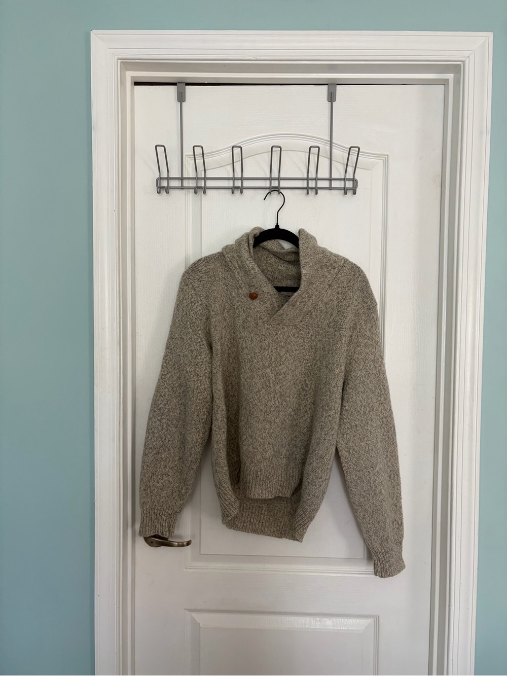 Men's Shawl Collar Knit Sweater in Oatmeal